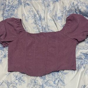 Marshalls Mauve Puff Sleeve Crop Top